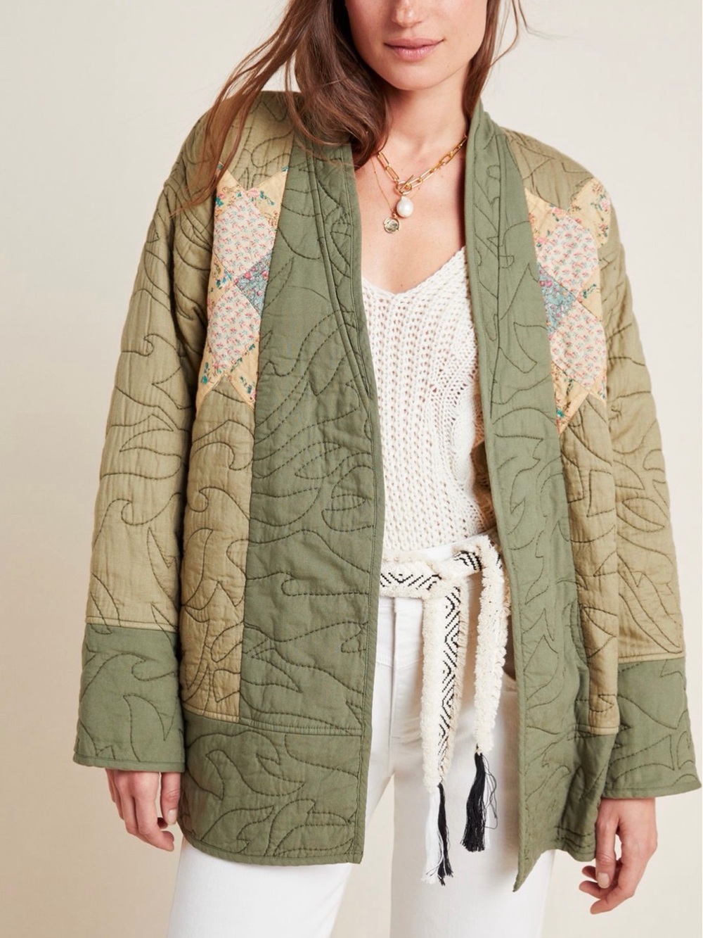Anthropologie Quilted Patchwork Kimono Jacket, XSP